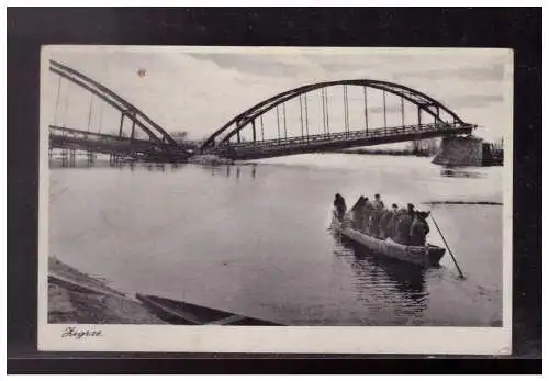 [Propagandapostkarte] Dt- Reich (023994) Propagandakarte Zegerze zerstörte Brücke, gelaufen mit Feldpost Königberg 17.11.1942. 