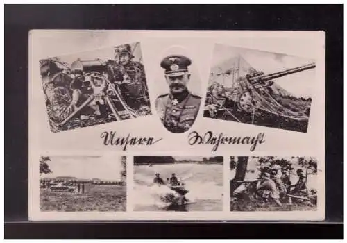 [Propagandapostkarte] Dt- Reich (024003) Propaganda Mehrfelderkarte Unsere Wehrmacht, verschiedene Waffengattung, gelaufen. 