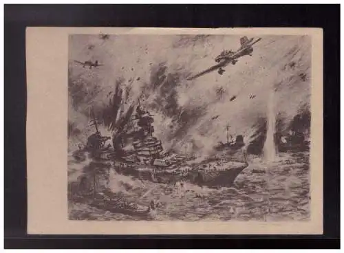 [Propagandapostkarte] Dt- Reich (024006) Propagandakarte Stukas beim Angriff auf ein Schiff, gelaufen Illersheim 1942 mit Nachporto. 
