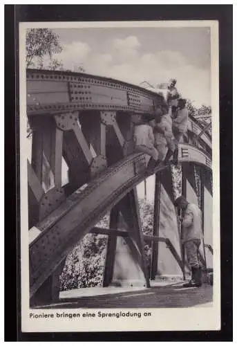 [Propagandapostkarte] Dt- Reich (024044) Propagandakarte Wehrmacht Bilderserie, Pioniere bringen eine Sprengladung an, gelaufen Mainz. 