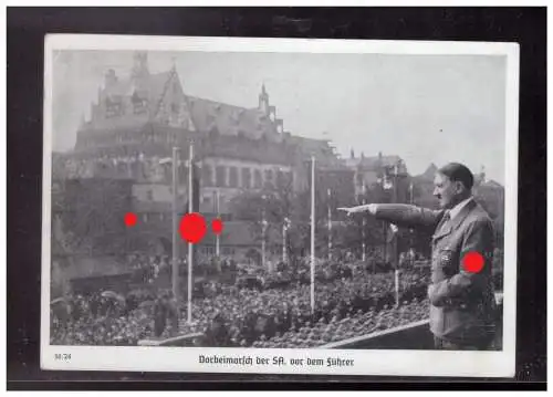 [Propagandapostkarte] Dt- Reich (024052) Propagandakarte Reichsparteitag Nürnberg, Vorbeimarsch der SA vor dem Führer, gelaufen NB 14.9.36. 