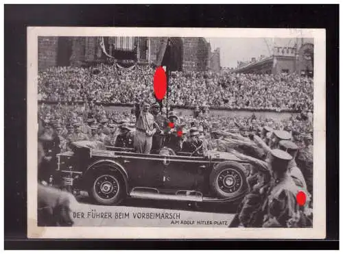 [Propagandapostkarte] Dt- Reich (024053) Propagandakarte Reichsparteitag Nürnberg, Der Führer beim Vorbeimarsch, gelaufen NB 4.9.33. 