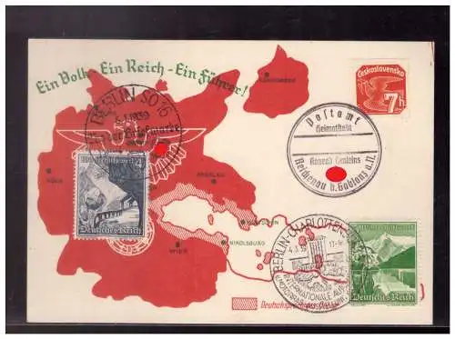 [Propagandapostkarte] Sudetenland (024074) Propagandakarte Reichenau b. Gablenz, Ein Volk ein Reich ein Führer und SST Berlin. 