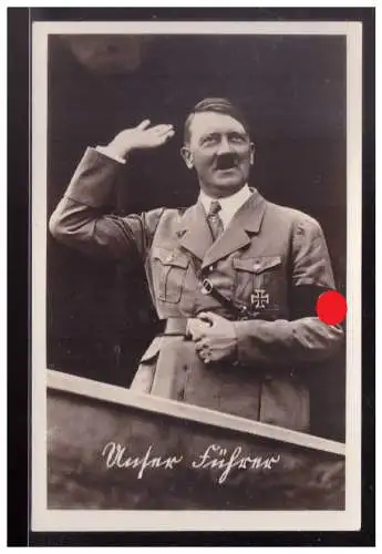[Propagandapostkarte] DT- Reich (024124) Propagandakarte Unser Führer(A.Hitler), blanco gestempelt SST Nürnberg Reichsparteitag 10.9.1938. 
