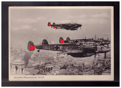 [Propagandapostkarte] Dt- Reich (024145) Propaganda AK Zerstörer Messerschmitt Me 110, ungebraucht. 