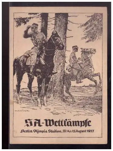 [Propagandapostkarte] Dt- Reich (024160) Propaganda AK SA Wettkämpfe, Berlin Olympia Stadion 1937, ungebraucht. 