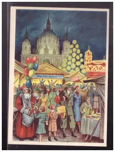 [Ansichtskarte] DT- Reich (024197) Propagandakarte Festpostkarte Berliner Weihnachtsmarkt, gestempelt mit SST Berlin 8.12.1938. 