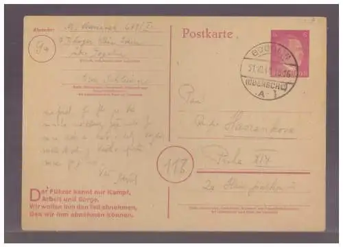 [Propagandapostkarte] Dt-Reich (w00307) KZ Klein Stein, Organisation Todt für jüdische Mischlinge, Stempel Gogolin am 31.10.1944 nach Prag. 