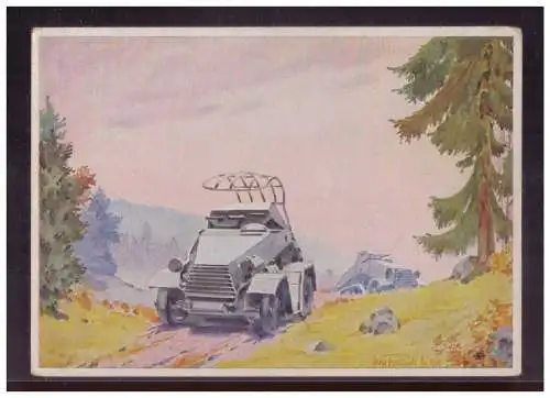 [Propagandapostkarte] Dt- Reich (024592) Propagandakarte Vorgehen der Panzerspähwagen, Wehrmacht-Postkarten Serie 2, ungebraucht. 