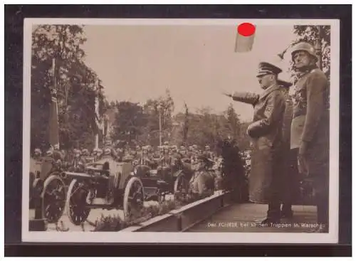 [Propagandapostkarte] Dt- Reich (024600) Propagandafotokarte Der Führer bei seinen Truppen in Warschau, gelaufen Krakau 1940. 