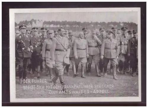 [Propagandapostkarte] Dt- Reich (024601) Propaganda Reichsparteitag 1933 Der Führer mit Frankenführer Streicher beim Amtswalter-Appell, ungebr. 