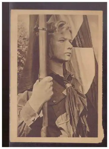 [Propagandapostkarte] Dt- Reich (024604) Propagandakarte, Jungvolk der Hitlerjugend Fahnenträger, WHW 1933/ 34, ungebraucht. 