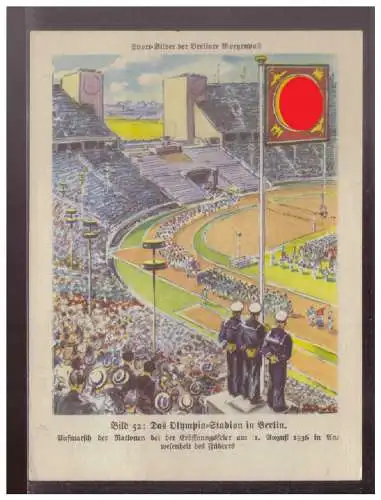 [Propagandapostkarte] Dt- Reich (024662) Propaganda Bild 52 Das Olympia- Stadion in Berlin, Quittung der Berliner Morgenpost über 50rpf 1936. 