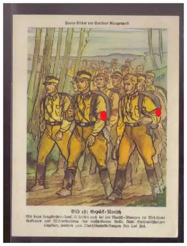[Propagandapostkarte] Dt- Reich (024663) Propaganda Bild 18 Gepäck- Marsch, Quittung der Berliner Morgenpost über 50rpf 1936. 