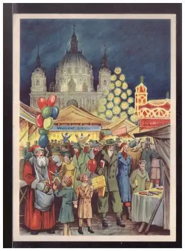 [Ansichtskarte] Dt- Reich (024672) Propaganda AK Weihnachtsmarkt Berlin, blanco gest. mit SST Berlin 1938. 