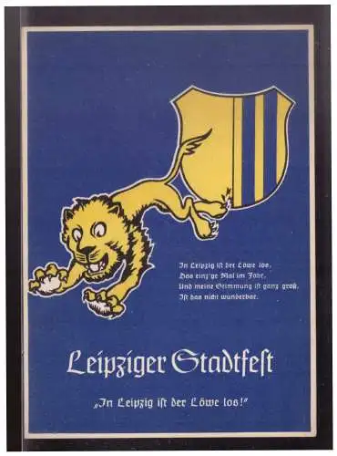 [Propagandapostkarte] Dt- Reich (024673) Propaganda AK Leipziger Stadtfest, In Leipzig ist der Löwe los, blanco mit SST gest. 13.5.1939. 