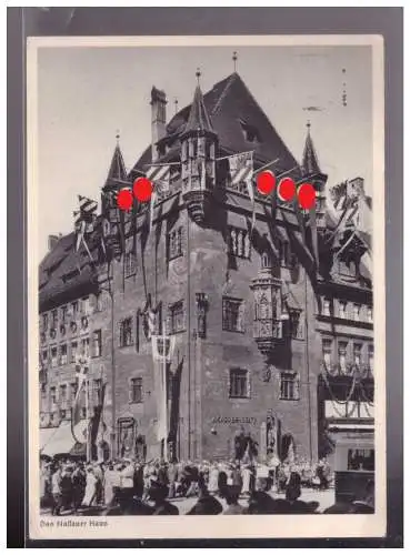 [Propagandapostkarte] Dt-Reich (024692) Propaganda Nürnberg Die Stadt der Reichsparteitage, Das Nassauer Haus, gelaufen 19.4.1943. 