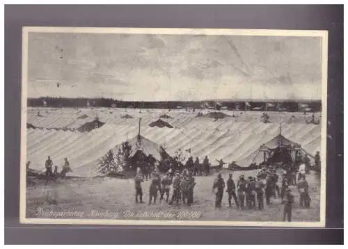 [Propagandapostkarte] Dt-Reich (024693) Propaganda Reichsparteitag Nürnberg, Die Zeltstadt der 100 000, gelaufen mit Werbestempel. 