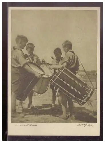 [Propagandapostkarte] Sudetenland (024740) Propaganda HJ Trommler Wir haben es geschaft Asch ist frei! Heil Hitler! blanco gest Asch 1938. 