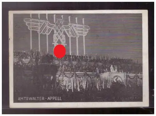 [Propagandapostkarte] Dt- Reich (024743) Propaganda Reichsparteitag Nürnberg Amtswalter- Appell, gelaufen mit SST Nürnberg 9.9.1934. 