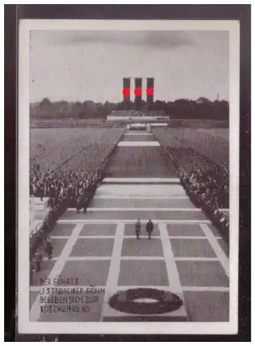 [Propagandapostkarte] Dt- Reich (024745) Propaganda Reichsparteitag Nürnberg Der Führer, Röhm begeben sich zur Totenehrung, ungebraucht. 