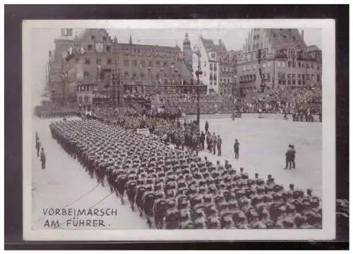 [Propagandapostkarte] Dt- Reich (024747) Propaganda Reichsparteitag Nürnberg Vorbeimarsch am Führer, ungebraucht. 