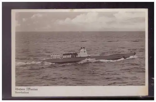 [Propagandapostkarte] Dt- Reich (024752) Propagandakarte Unsere Marine Unterseeboot, ungebraucht RS Beschriftung U4. 
