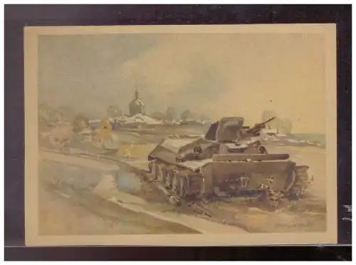 [Propagandapostkarte] Dt- Reich (024756) Propaganda Panzer, Zeichnung Fritz Brauner, ungebraucht. 