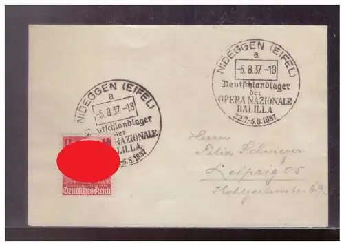 [Propagandapostkarte] Dt- Reich (024766) Propaganda Deutschlandlager der Opera Nazionale Balilla (Jugendorganisation Italien) gel Nideggen. 