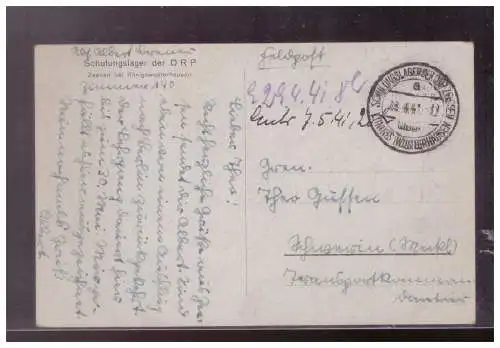 [Propagandapostkarte] Dt- Reich (024767) Propagandakarte Schulungslager der DRP Zeesen bei Königswusterhauser mit Lagerstempel, gelaufen 1941. 