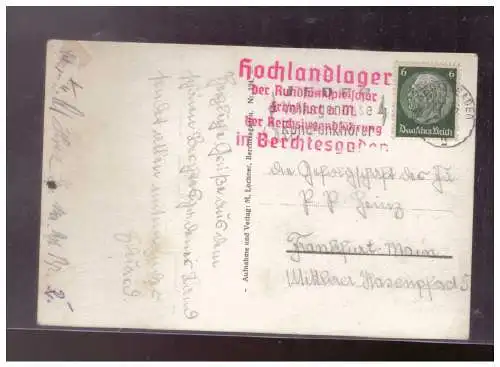 [Propagandapostkarte] Dt- Reich (024769) Propaganda Hochlandlager der Rundfunkspielschar, Reichsjugendführung, in Berchtesgaden gest. 18.7.39. 