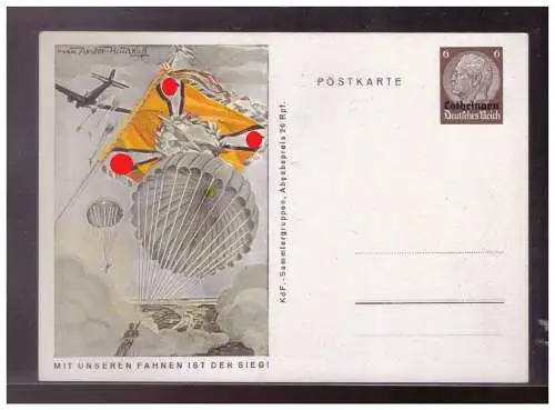 [Propagandapostkarte] Dt- Reich (024782) Propaganda WKII Lothringen Ganzsache P5/ 01 Fallschirmjäger, ungebraucht. 