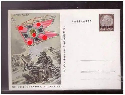 [Propagandapostkarte] Dt- Reich (024783) Propaganda WKII Lothringen Ganzsache P5/ 03 Kraftradschützen, ungebraucht. 