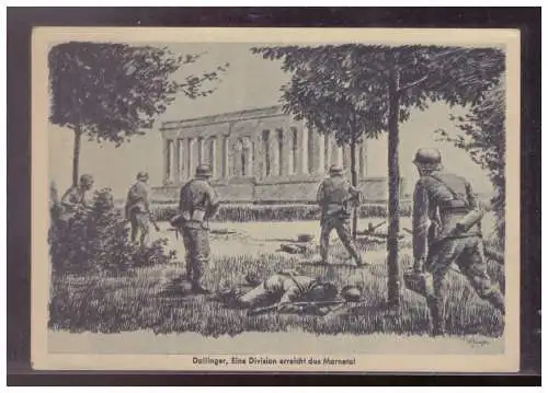[Propagandapostkarte] Dt- Reich (024791) Propagandakarte Dallinger, Eine Division erreicht das Marnetal, Soldatenkalender 1941, ungebraucht. 