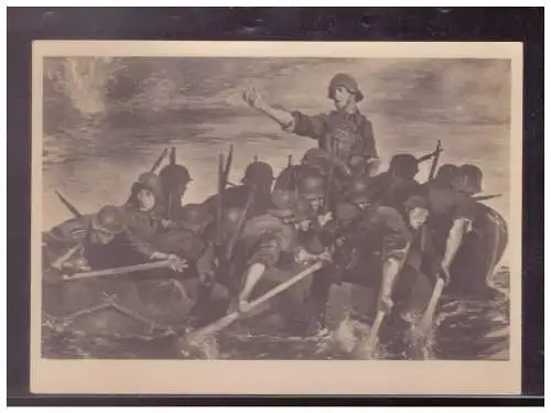 [Propagandapostkarte] Dt- Reich (024796) Propagandakarte Flussüberquerung, München Haus der Deutschen Kunst, ungebraucht, Hoffmannkarte. 