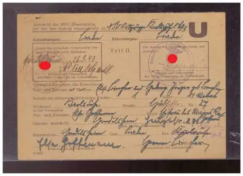 Dt- Reich (024807) Propaganda NSV (Nationalsozialistische Volkswohlfahrt) Verschickung!! 1943