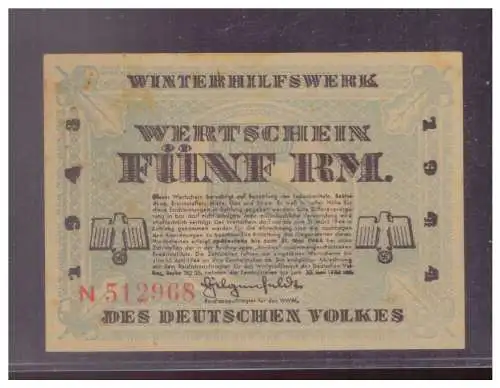 DT- Reich (024829) Winterhilfswerk (WHW) Wertschein 5 RM 