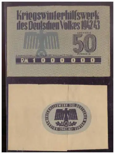DT- Reich (024844) Propaganda Lotterielos Kriegswinterhilfswerk (WHW) 1942/ 43 mit Hülle