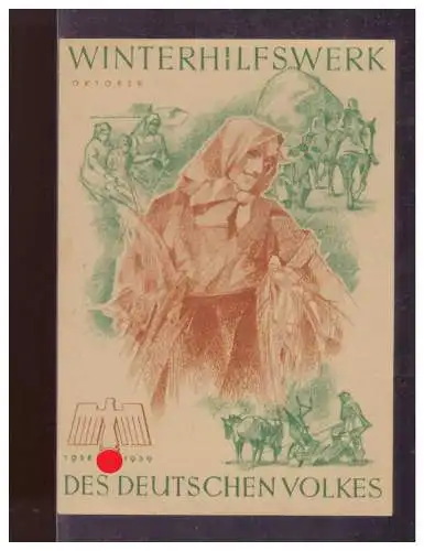 Dt- Reich (024872) Propaganda WHW Türblatt Des Deutschen Volkes, Winterhilfswerk, Oktober 1938/ 1939
