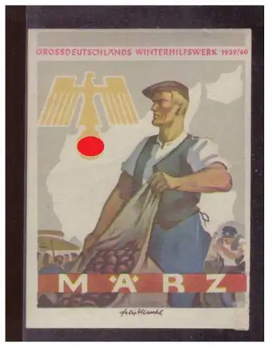 Dt- Reich (024893) Propaganda WHW Türblatt Des Deutschen Volkes, Winterhilfswerk, März 1939/ 1940