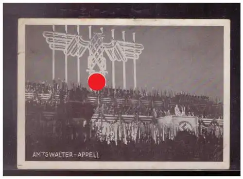 [Propagandapostkarte] Dt- Reich (024924) Propaganda Reichsparteitag 1934, Amtswalter- Appell, gelaufen mit Werbestempel Nürnberg 8.9.1934. 