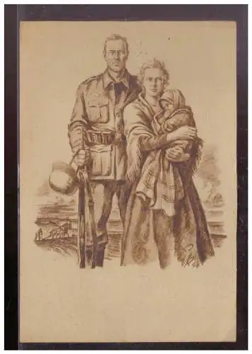 [Propagandapostkarte] Dt- Reich (024938) Propagandakarte Uffz Ernst Kreschmann, eine Deutsche Familie, gelaufen Feldpost ca.1940. 