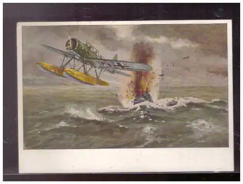 [Propagandapostkarte] Dt- Reich (024939) Propagandakarte Luftwaffe, Arado Ar 196, versenkt feindliches U-Boot, ungebraucht. 