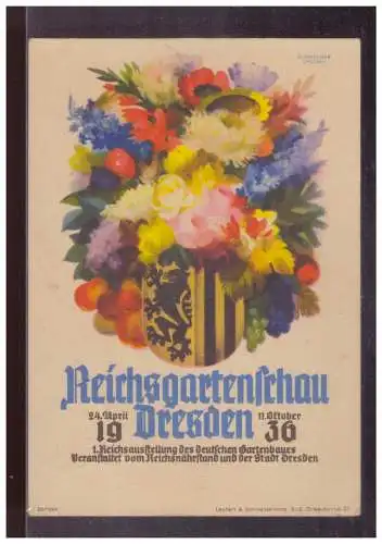 [Propagandapostkarte] Dt- Reich (025503) Propaganda AK Reichsgartensch Dresden 1936, blanco mit passenden Freistempel und 2 vers Sonderstempel. 