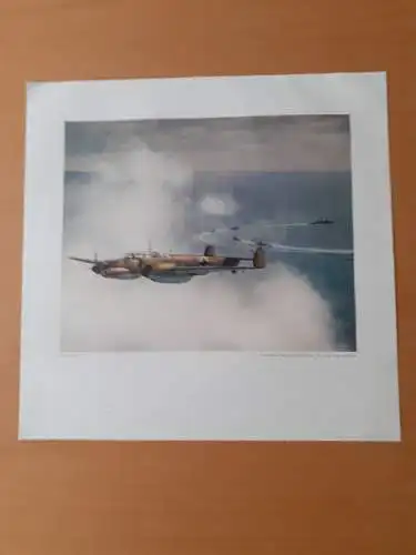 Dt.- Reich (021145) Propagandabild Zerstörer Messerschmitt Me 110 über der Nordsee, JUNKERS-WANDKALENDER 1941