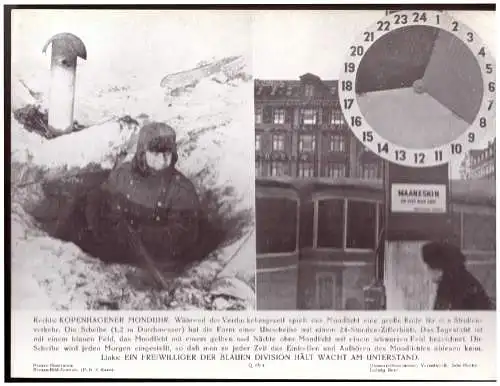 Dt- Reich (020654) Propaganda Presse-Illustration, Ein Freiwillinger der Blauen Division hält Wacht am Unsterstand