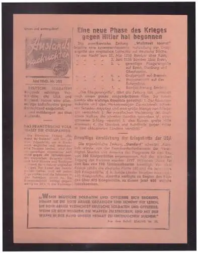 Dt- Reich (023145) Propaganda Flugblatt Auslands Nachrichten vom Juni 1942 Nr.203, sowjetische Propagandazeitung
