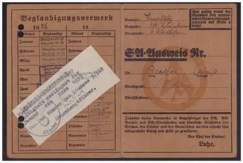 Dt- Reich (005165) Propaganda SA Ausweis, Gruppe Kurpfalz, Brigarde 150 Rheinhessen, Standarte 6 Westhof, ohne Lichtbild