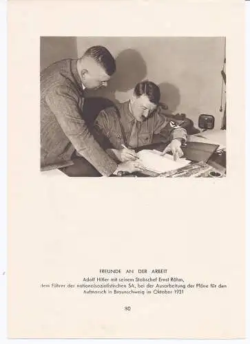 Dt- Reich (005176) Propaganda Buchseite A. Hitler und Stabschef E. Röhm, Freude an der Arbeit