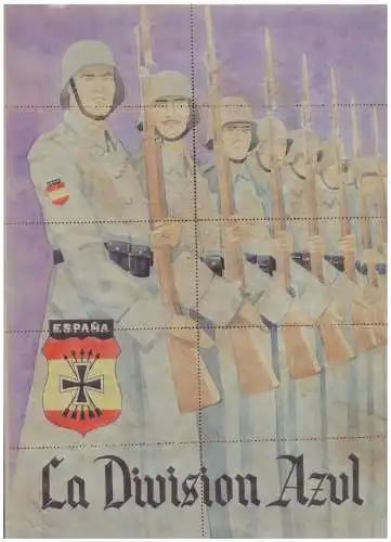 Dt- Reich (006189) Propaganda 10 Essensmarken La Division Azul (Blaue Division Spanien) 1940 Blattgröße A4!!     Nach dem Krieg hergestellte Phantasie Produktion!!